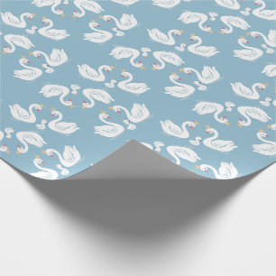 Papel De Presente Pássaro Chá de fraldas Cisne com Azul de Co-Ed Cor
