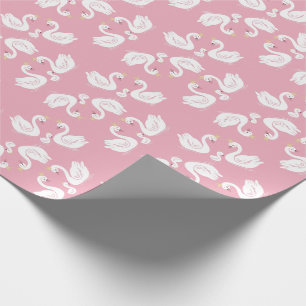 Papel De Presente Pássaro Chá de fraldas de Cisne com o Rosa Co-Ed