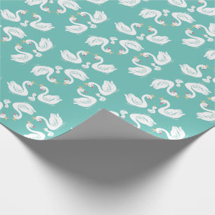 Papel De Presente Pássaro Chá de fraldas de Cisne com Teal de Co-E