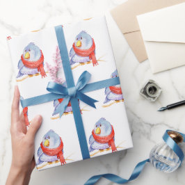 Papel De Presente Pássaro de inverno com Scarf