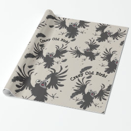 Papel De Presente Pássaro Louco Velho Corvo~papel de embrulho