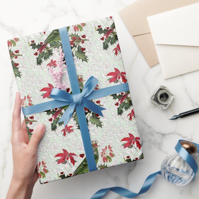 Papel De Presente Pássaro Rei % Poinsettias (Presentear)
