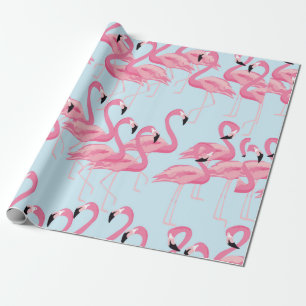 Papel De Presente Pássaro Tropical do flamingo sem soldadura