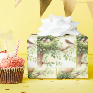 Papel De Presente Pássaros Bebês No Ninho