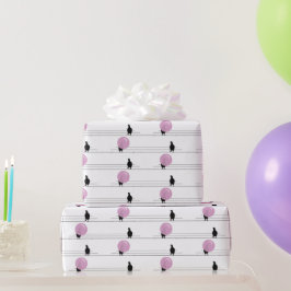 Papel De Presente Pássaros bonitos e engraçados em um padrão de fio 