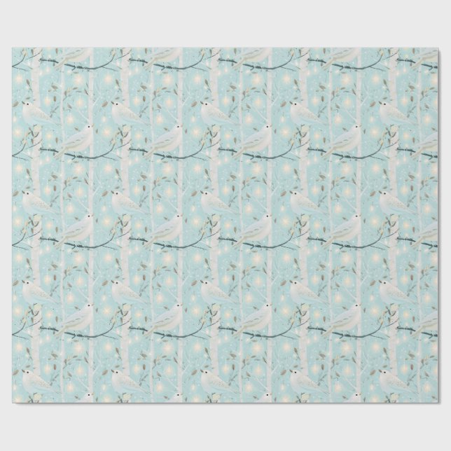Papel De Presente Pássaros Brilho de Bétula (Aberto)