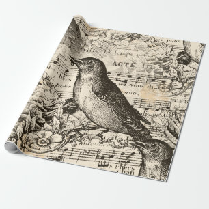 Papel De Presente pássaros da música do victorian