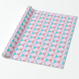 Papel De Presente Pássaros de Amor, Rosa e Azul