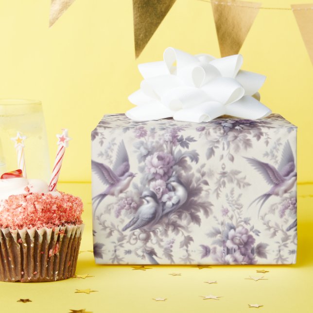 Papel De Presente Pássaros de Toile Fleurie franceses (Festa de aniversário)