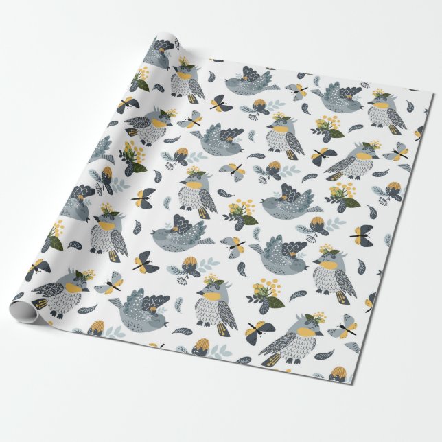 Papel De Presente Pássaros do Campo (Desenrolado)