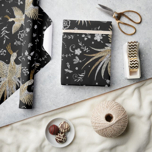 Papel De Presente Pássaros e Flores (Artesanato)