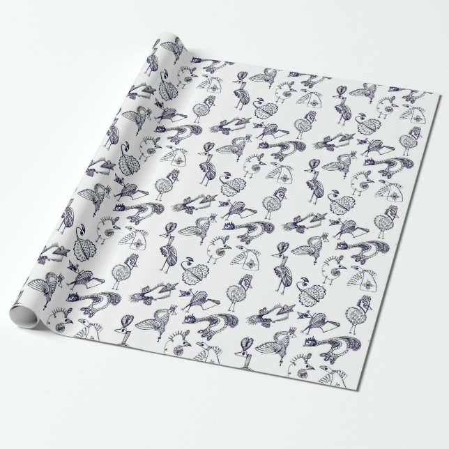 Papel De Presente Pássaros fabulosos (Desenrolado)