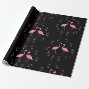 Papel De Presente Pássaros Flamingo Rosa