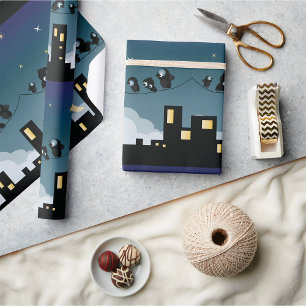 Papel De Presente Pássaros Locais Em Um Céu Frio