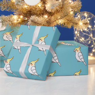 Papel De Presente Pássaros-papagaio Lutino Cockatiel