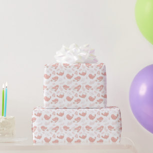 Papel De Presente Pássaros Rosa bonito Sobre Crianças Brancas