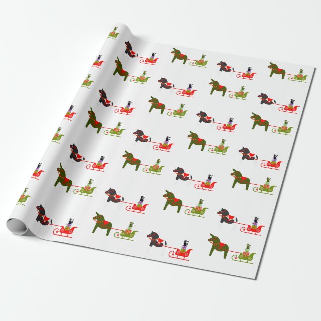 Papel De Presente Passeio do trenó do cavalo de Dala do Natal do (Desenrolado)