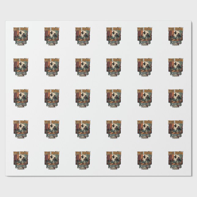 Papel De Presente Passeios de Vassoura Grátis Halloween Bruxa Gatos  (Aberto)