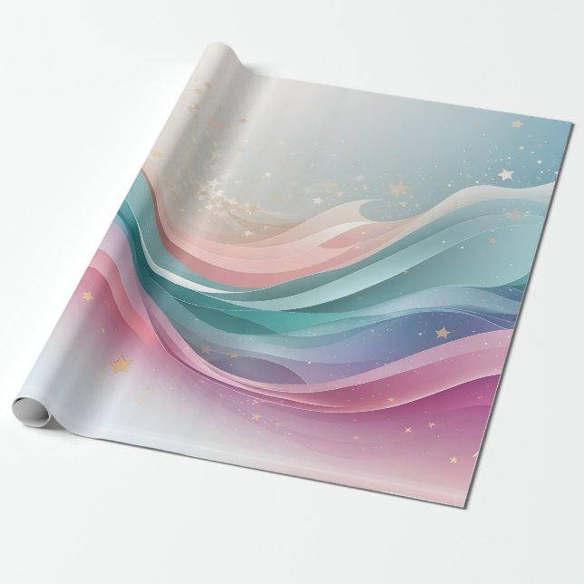 Papel De Presente Pastal Bonito com estrela (Desenrolado)