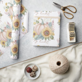 Papel De Presente Pastel-abóbora e boho-floral