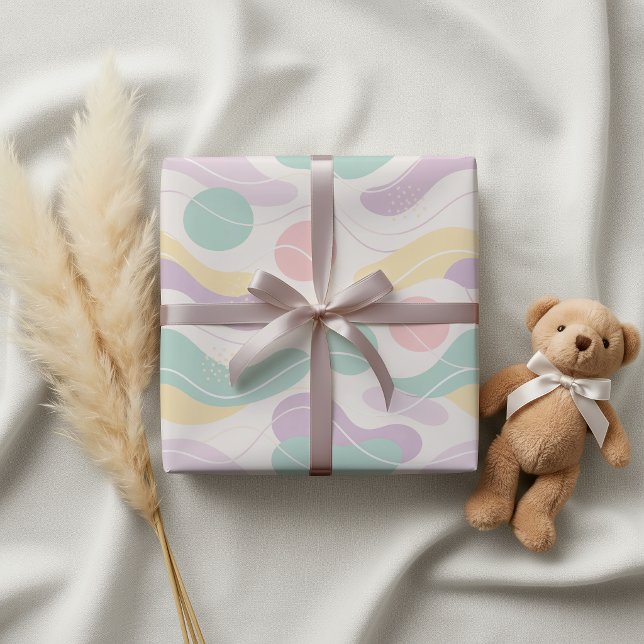 Papel De Presente Pastel Abstract Seamless Pattern Waves and Circles (Criador carregado)