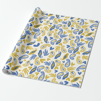 Papel De Presente Pastel Abstrato Paisley, Hearts and Florals