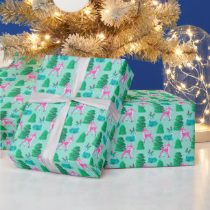 Papel De Presente Pastel Aqua Vintage - Retrô de Natal
