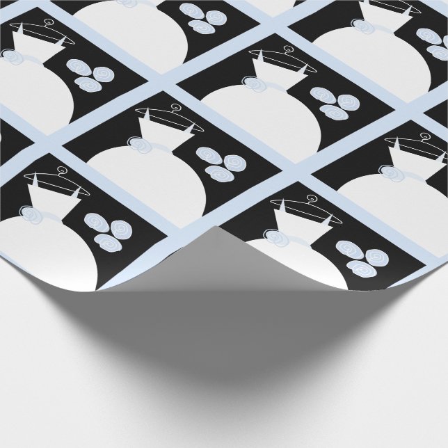 Papel De Presente Pastel azul-preto de Casamento (Ponta)