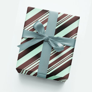 Papel De Presente Pastel Baby Blue Espresso Brown Stripe Moderno Boh