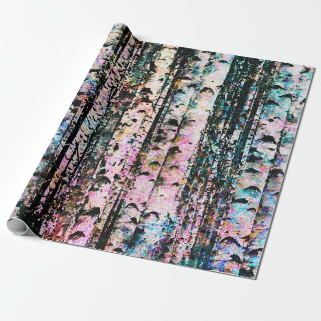 Papel De Presente Pastel Birch Trees (Desenrolado)