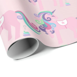 Papel De Presente Pastel Blush de Bebê Floral Cor-de-Rosa Unicórida
