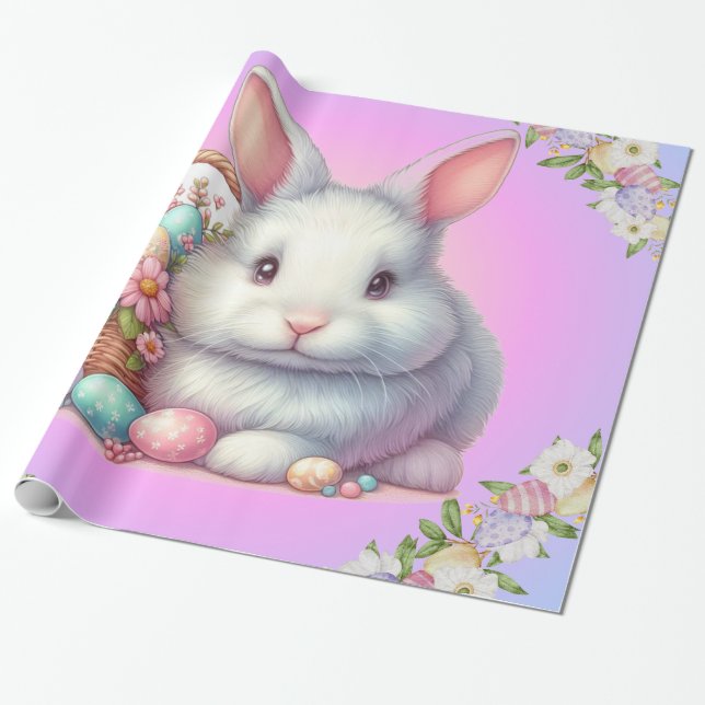 Papel De Presente Pastel Bonito Coelho da Páscoa (Desenrolado)