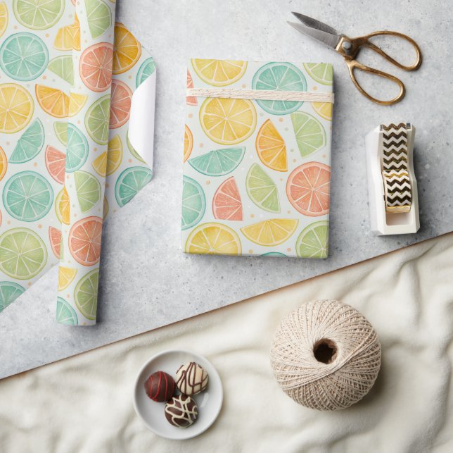 Papel De Presente Pastel Citrus Polka Dot Gift Wrap (Artesanato)