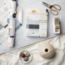 Papel De Presente Pastel colores do século médio padrão geométrico