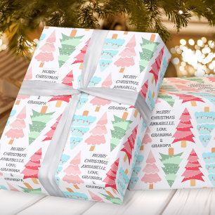 Papel De Presente Pastel Cónico Cor-de-Rosa Colorida Árvore de Natal
