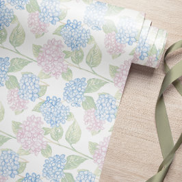 Papel De Presente Pastel Floral Hydrangea Wrappaper