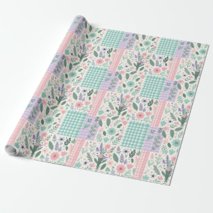Papel De Presente Pastel Floral Patchwork Wraping Paper
