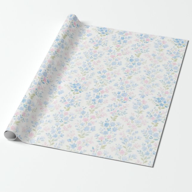 Papel De Presente Pastel Floral Wrapping Paper (Desenrolado)