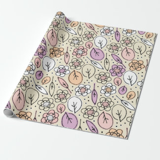 Papel De Presente Pastel Florals & Leaves