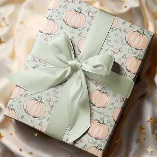 Papel De Presente Pastel Green Sweet Little Pumpkin Baby