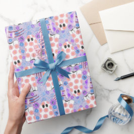 Papel De Presente Pastel Halloween Floral Ghosts