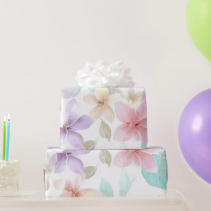 Papel De Presente Pastel Hawaii Plumeria Roxo Verde Frangipani