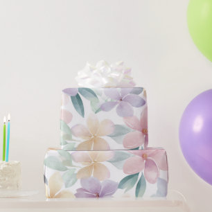 Papel De Presente Pastel Hawaii Plumeria Roxo Verde Frangipani