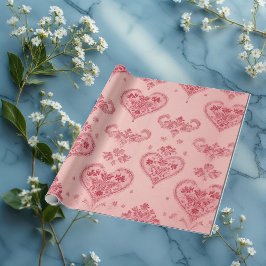 Papel De Presente Pastel Heart Motifs Delicate Floral Romantic Style