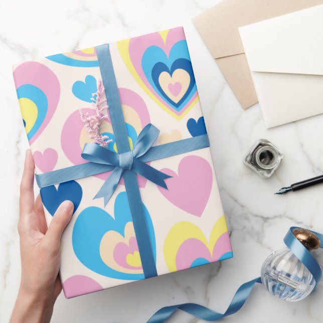 Papel De Presente Pastel Hearts. (Presentear)