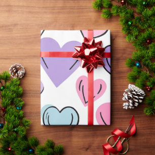 Papel De Presente Pastel Hearts Love