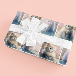 Papel De Presente Pastel Kitten e Puppy