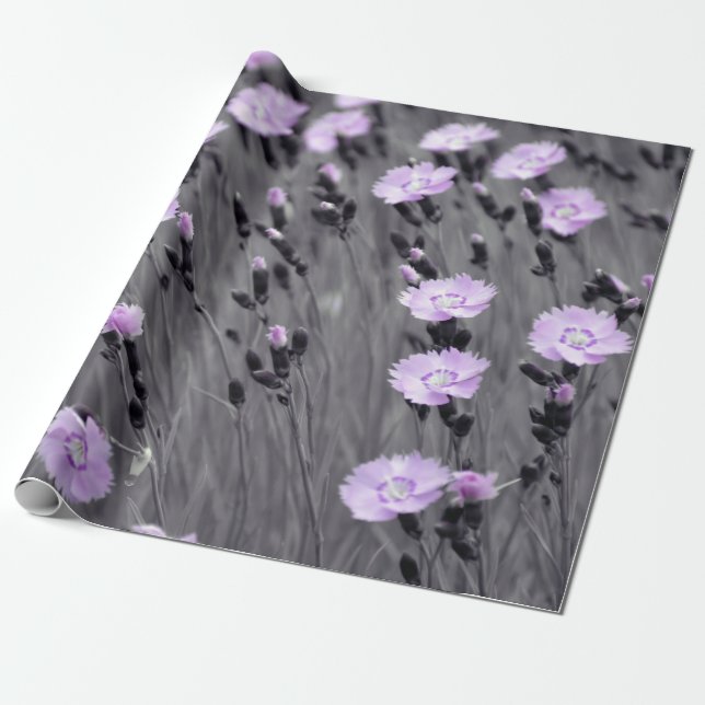 Papel De Presente Pastel Lilac Wildflower (Desenrolado)