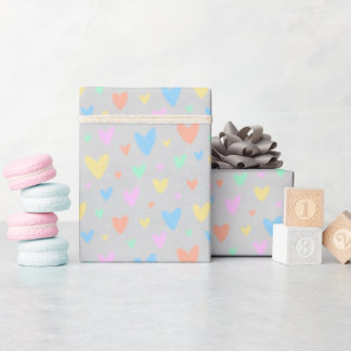 Papel De Presente Pastel love Heart Pattern Gift Wrap