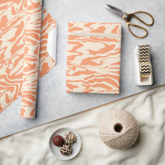 Papel De Presente Pastel Orange e Cream Tiger Stripes